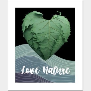 Love Nature No. 1: Green Valentine's Day on a Dark Background Posters and Art